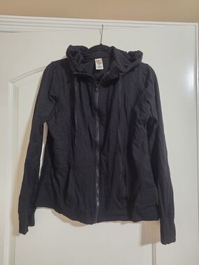 Black Women's Zip Hoodie with Drawstring Hood